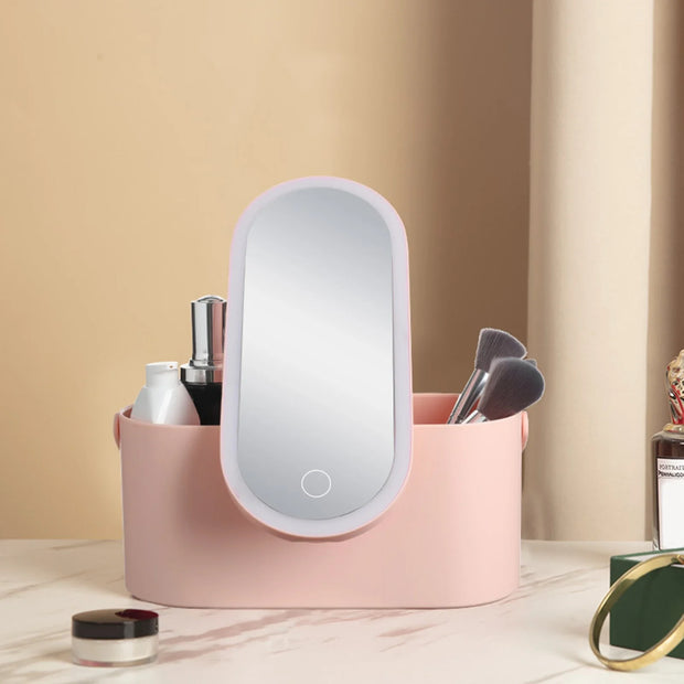 Portable Makeup Organizer with Mirror and LED Light - Vivi & Luxe