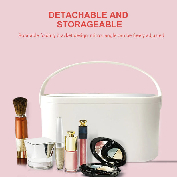 Portable Makeup Organizer with Mirror and LED Light - Vivi & Luxe