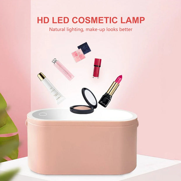 Portable Makeup Organizer with Mirror and LED Light - Vivi & Luxe