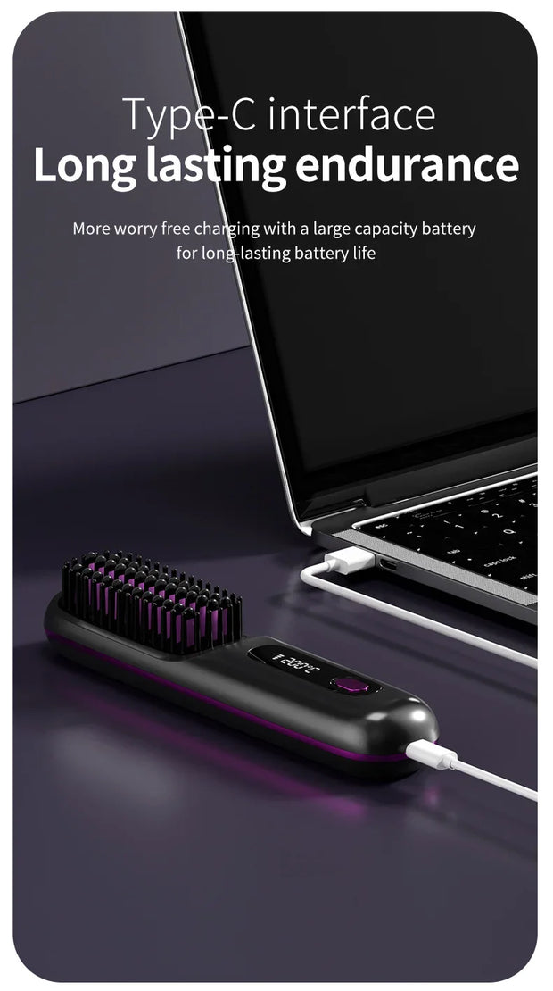 Portable Electric Ceramic Anti Frizz Styling Hair brush - My Store