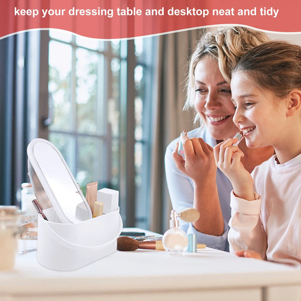 Portable Makeup Organizer with Mirror and LED Light - Vivi & Luxe