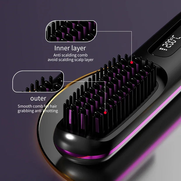 Portable Electric Ceramic Anti Frizz Styling Hair brush - My Store